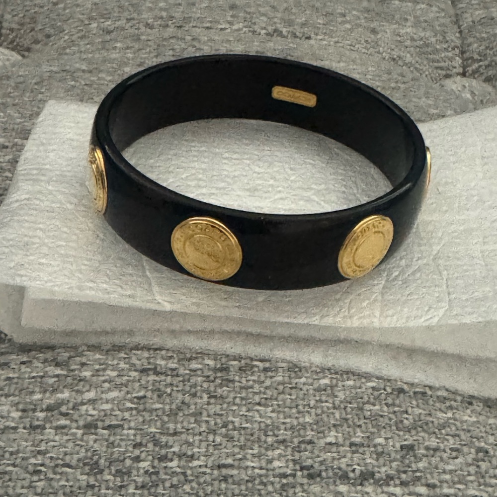 NWOT,Coach black and gold bangle bracelet . - Picture 3 of 5